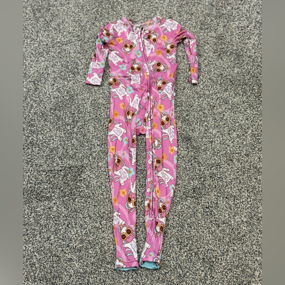 Posh Peanut Pink Bunny & Sunflower Footed Pajama One-Piece